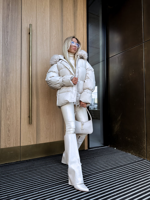 Puffy, short jacket "FUSION AD611" - BEIGE PRE-ORDER